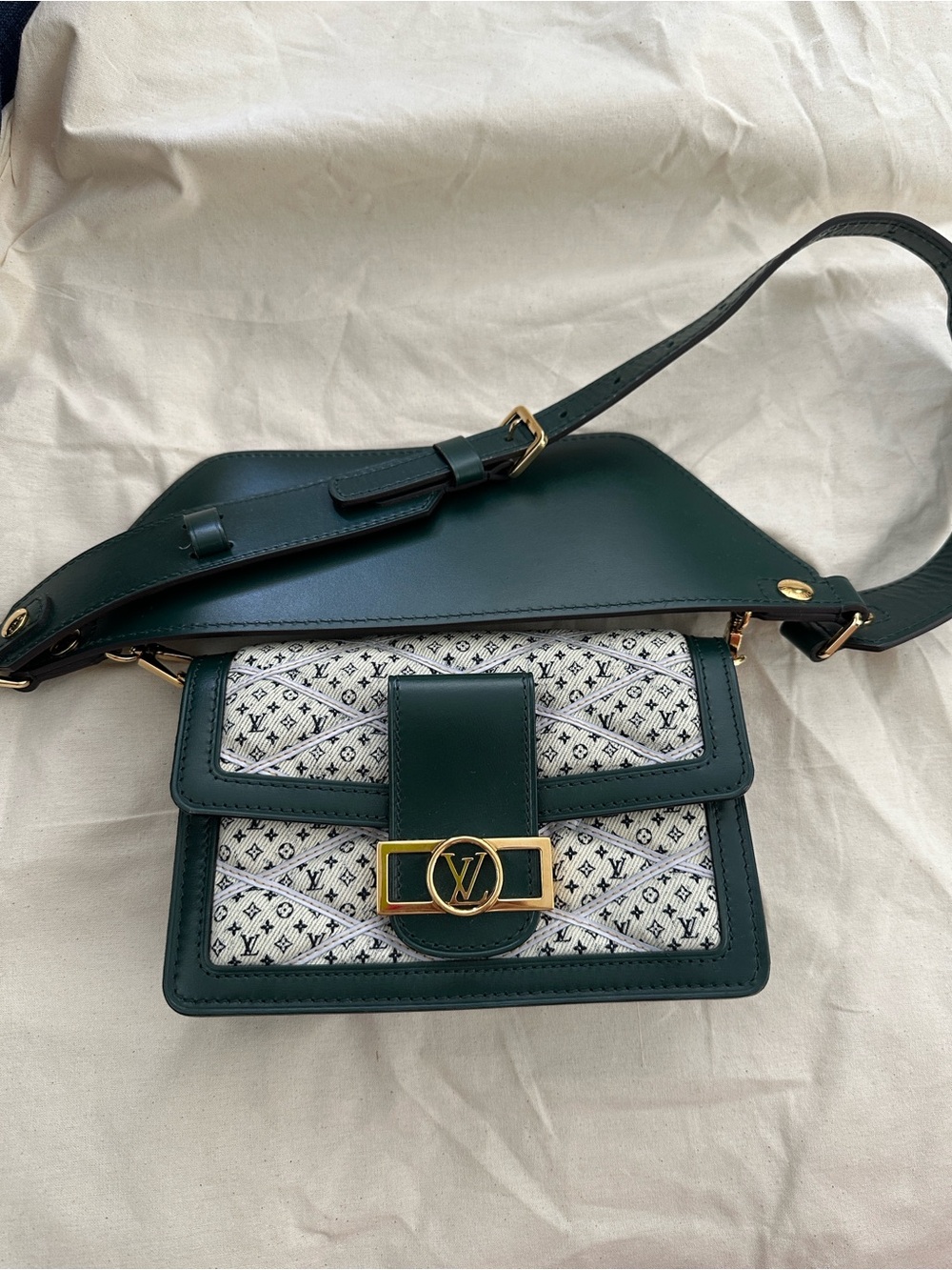 Louis Vuitton green Dauphine mini monogram canvas bumbag shoulder bag - rare